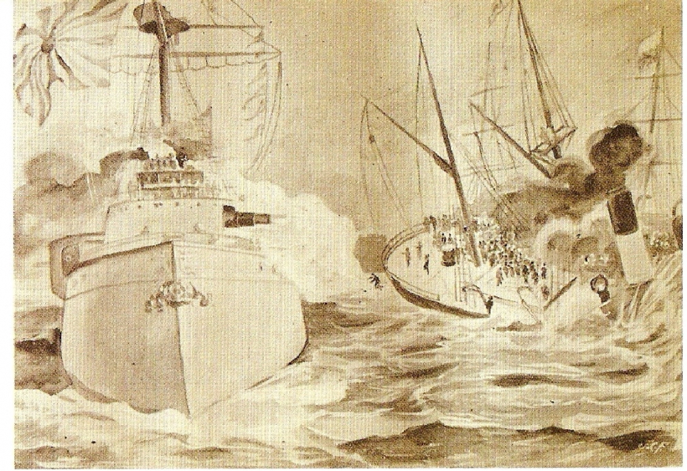 ▲ 미국기자 트럼블 화이트의 책에 수록된 '침몰하는 고승호' 삽화